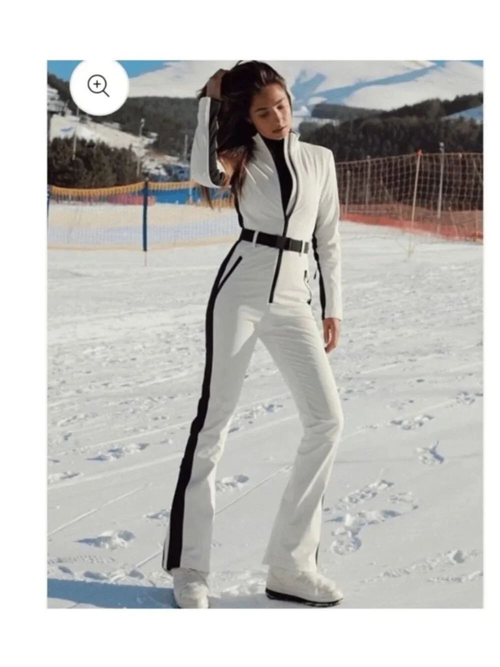 Zara Ski Womens Snowsuit SKi Suit L Recco White Hooded Jumpsuit 8073/043 NWT